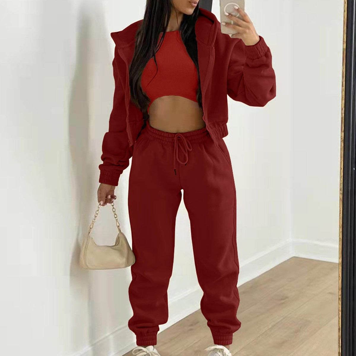 Ensemble AuraCasual - Hoodie, Débardeur & Jogging 3 Pièces - Solyria